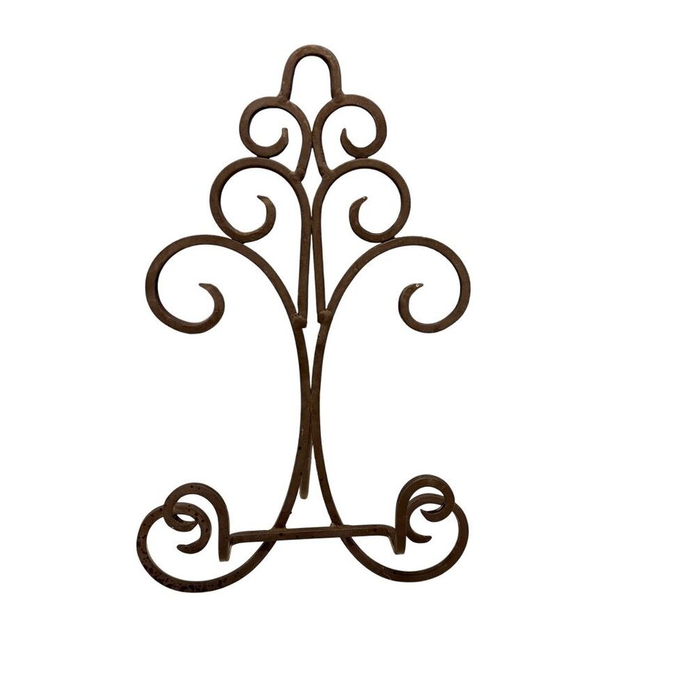Vintage Decorative Scroll Metal Easel Display Stand For Plates & Frames